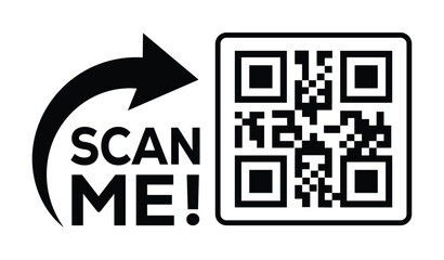 Scan QR code icon. Digital scanning qr code. QR code scan for smartphone. QR code for payment. Scan me text