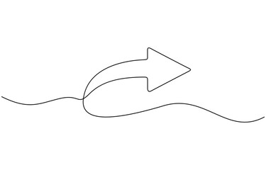 Obraz premium Arrow pointing right, icon. Continuous outline of a Arrow pointing right. Vector Illustration, EPS vector illustration for banner, template, web, app, poster.