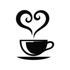 Heart Shaped Steam Coffee Cup Icon Design