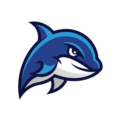 Obraz premium Blue Shark Mascot Head Logo marine life