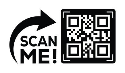 Scan QR code icon. Digital scanning qr code. QR code scan for smartphone. QR code for payment. Scan me text