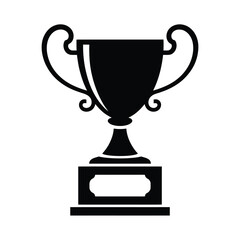 Black and white vector illustration of a trophy on a base