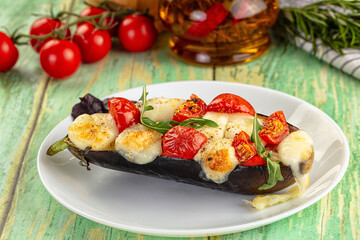 Baked eggplant with cherry and mozzarella