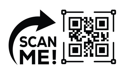 Scan QR code icon. Digital scanning qr code. QR code scan for smartphone. QR code for payment. Scan me text