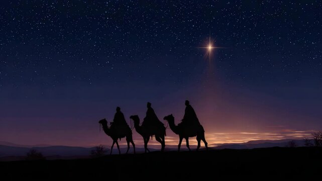 three wise man on christmas eve illustrated animation