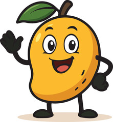 Cartoon Illustration of a Happy Mango Waving