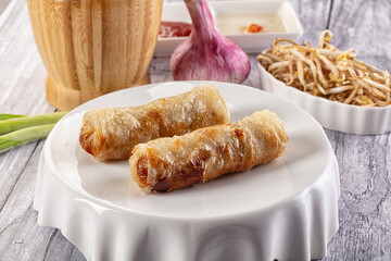 Vietnamese traditional nem roll with meat