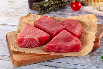 Raw tuna steak for cooking