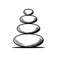 Black and white illustration of stacked zen stones for balance and harmony