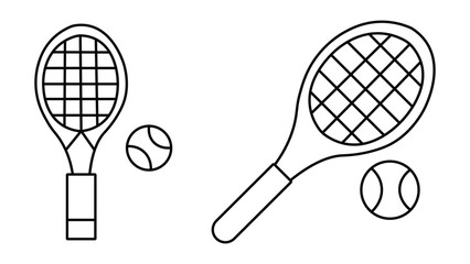 Tennis icon vector. tennis racket and ball silhouette design art illustration. tennis isolated on white background
