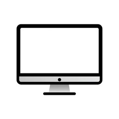 Fototapeta premium A silver computer monitor with a blank screen is isolated on white background
