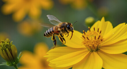 Close-Up of Bee Collecting Nectar