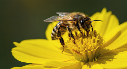 Flying Bee in Pollination Flight