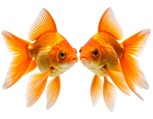 Elegant Twin Goldfish in Symmetrical Pose PNG