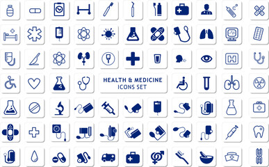 Professional Doctor and Medical Icon Vector Set Featuring Healthcare Symbols, Medical Tools, and Hospital Equipment in Modern Flat Style