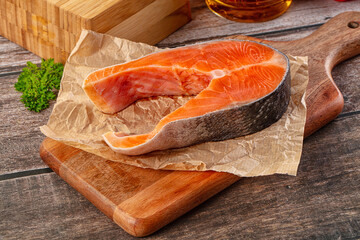 Fresh raw salmon fillet piece