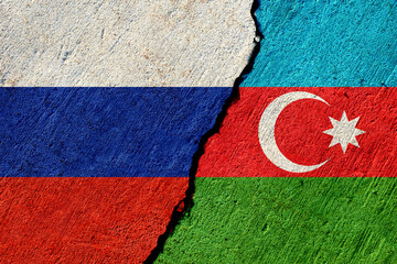 russian and azerbaijani flags painted on concrete wall