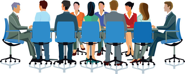 Gruppen von Geschäftsleuten In einer Konferenz und Gesprächen Illustration isoliert