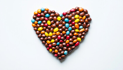 Heart shaped figure formed by multi colored alm