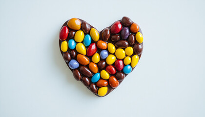 Heart shaped figure formed by multi colored alm