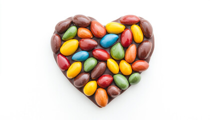 Heart shaped figure formed by multi colored alm