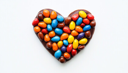 Heart shaped figure formed by multi colored alm