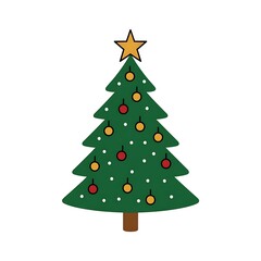 A simple christmas tree illustration, isolated on white background