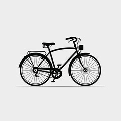 Vintage Bicycle Silhouette Isolated on White Background for Design Elements