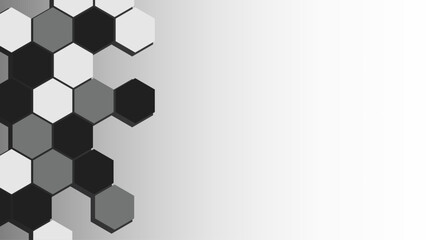 Abstract geometric pattern of black white gray hexagon shape mosaic