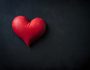 Broken red heart on a dark retro background. Minimal abstract lost love and breakup concept. Loved ones, we lost an idea and a strong emotional idea. With copy space, red heart on black background