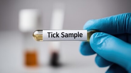 Obraz premium Close-up of a healthcare worker holding a sample tube with a 