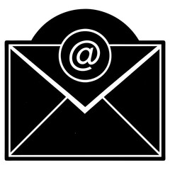 Email Contact Icon Vector | Generative AI & Linocut Silhouette Design