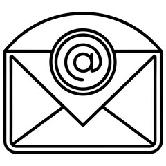 Email Contact Icon Vector | Generative AI & Linocut Silhouette Design