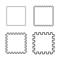 Square frame icons. Pixel border variants. Geometric outline Vector. Minimal grid shapes.