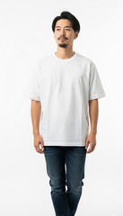 Fototapeta premium A model wearing an oversized white t-shirt, Mockup Oversized T-Shirt