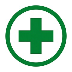 Obraz premium A green plus sign in a circle isolated on white background