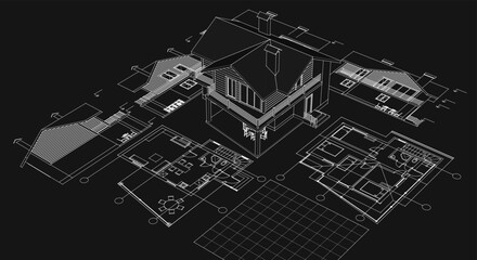 house plan concept 3d illustration