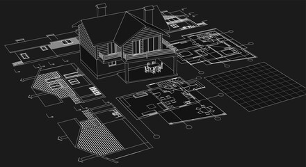 Fototapeta premium house plan concept 3d illustration