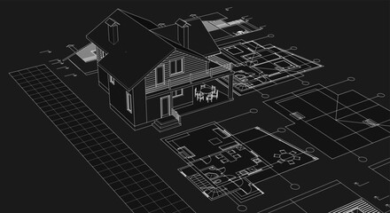 house plan concept 3d illustration