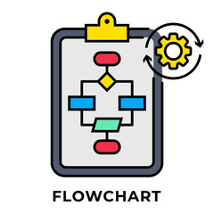 Obraz premium SINGLE ICON FLOWCHART, BUSINESS AUTOMATION, ICON LINE COLOR STYLE
