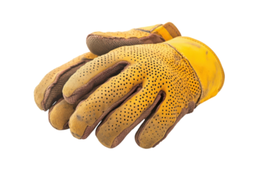 Leather work gloves yellow brown safety hand protection construction worker tool repair shop