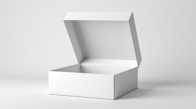 Empty open box with lid on a plain white background for packaging and storage display.