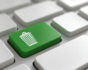 Delete key on computer keyboard with green button