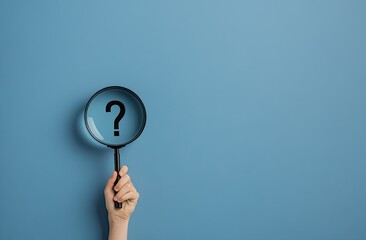 Hand holds magnifying glass with question mark (1)