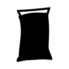 Black Sack Icon Simple Design, A minimalist black icon of a sack, representing storage, packaging, or materials in various industries or crafts.
