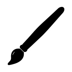 Simple Black Paint Brush Icon Design, A sleek, black icon of a single paintbrush, symbolizing artistry, creativity, and tools used for painting and design.
