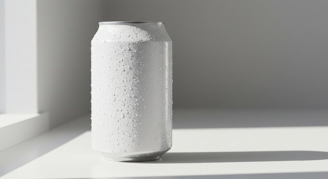 Dew-Kissed Aluminum Can in Minimalist Setting