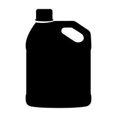 Black Silhouette of Plastic Jug with Handle, A black silhouette of a plastic jug with a handle, typically used for liquids or household products.
