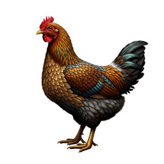 Fototapeta premium Majestic Hen: A Detailed Portrait of a Colorful Chicken