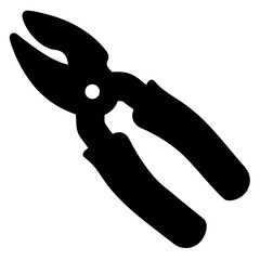 Black Pliers Icon with Handles, A simple black icon of pliers, representing tools, repair, or craftsmanship.
